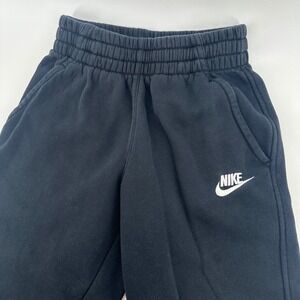 Nike Fleece Joggers Kids Size S Black Embroidered Logo Sweatpants